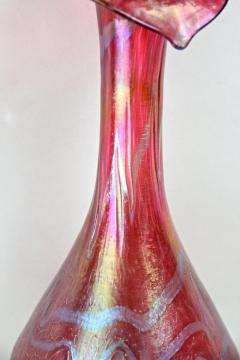 Art Nouveau Red Glass Vase by Fritz Heckert Jack In The Pulpit CZ circa 1901 - 4242660
