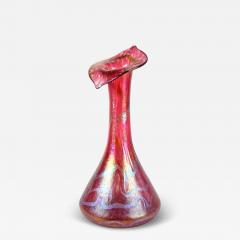 Art Nouveau Red Glass Vase by Fritz Heckert Jack In The Pulpit CZ circa 1901 - 4243552