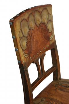 Art Nouveau Set of Twelve Chairs in Solid Oak Vienna Circa 1910  - 3542454