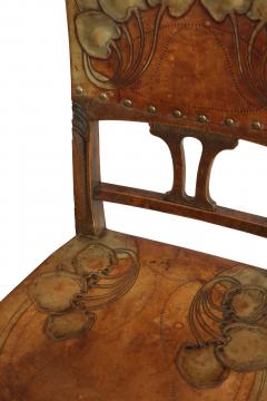 Art Nouveau Set of Twelve Chairs in Solid Oak Vienna Circa 1910  - 3542455