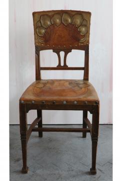 Art Nouveau Set of Twelve Chairs in Solid Oak Vienna Circa 1910  - 3542459