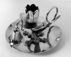 Art Nouveau Silver Salamander Water Lily Chamberstick Germany circa 1890 - 1055443
