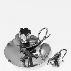 Art Nouveau Silver Salamander Water Lily Chamberstick Germany circa 1890 - 1056261