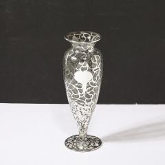 Art Nouveau Sterling Silver Overlay Glass Vase - 3752402
