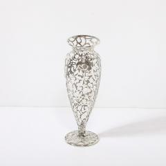 Art Nouveau Sterling Silver Overlay Glass Vase - 3752446