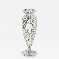 Art Nouveau Sterling Silver Overlay Glass Vase - 3755600