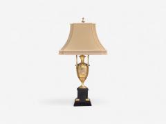 Art Nouveau Style Bronze Ebony Linen Table Lamps France 1920s - 4212529