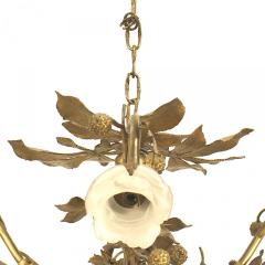 Art Nouveau Style Gilt Metal Rustic Foliate Chandelier - 4655514