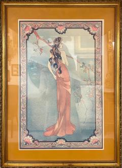 Art Nouveau Style Print Elegant Woman in the Forest - 2954152