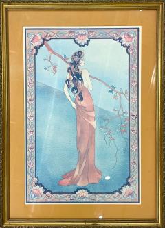 Art Nouveau Style Print Elegant Woman in the Forest - 2954153