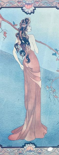 Art Nouveau Style Print Elegant Woman in the Forest - 2954155