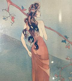 Art Nouveau Style Print Elegant Woman in the Forest - 2954156