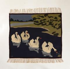 Art Nouveau Tapestry Rug Swans  - 3519533