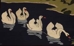 Art Nouveau Tapestry Rug Swans  - 3519535