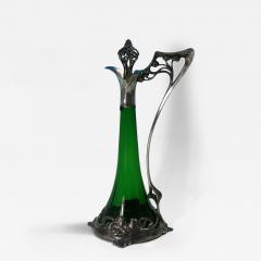 Art Nouveau WMF Claret Jug and Stopper with Green Glass Liner - 4414136