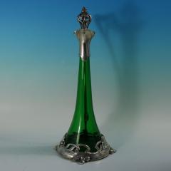 Art Nouveau WMF Claret Jug and Stopper with Green Glass Liner - 4429414