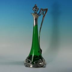 Art Nouveau WMF Claret Jug and Stopper with Green Glass Liner - 4429415