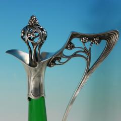 Art Nouveau WMF Claret Jug and Stopper with Green Glass Liner - 4429417