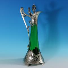 Art Nouveau WMF Claret Jug with Green Glass Liner - 3026727
