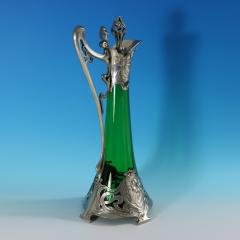 Art Nouveau WMF Claret Jug with Green Glass Liner - 3026733