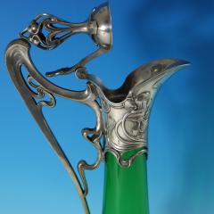 Art Nouveau WMF Claret Jug with Green Glass Liner - 3026734