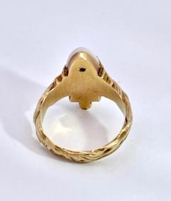 Art Nouveau extremely rare Carved Portrait of a Lady Flowing Hair Ring - 3887927