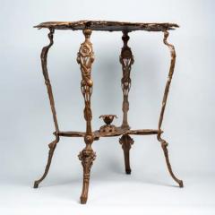 Art Nouveau patinated and gilt cast iron side table - 3686891