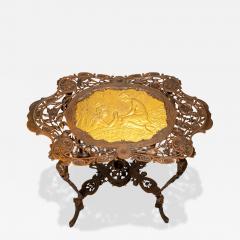 Art Nouveau patinated and gilt cast iron side table - 3688821