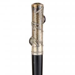 Art Nouveau silver and glass mounted walking stick - 4023868