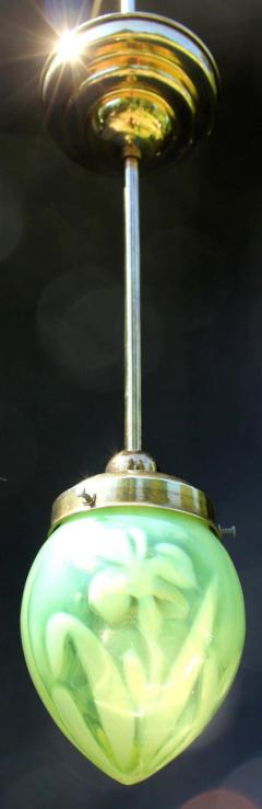 Art Noveau Uranium Vaseline Glass Lantern 1910 1920s - 1548707