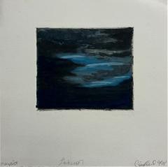 Art by Gina Kail June 1998 Scenic Blue Abstract Landscape 7 Monoprint - 2714220