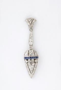 Art deco Diamond and Sapphire Drop Earrings - 3095194