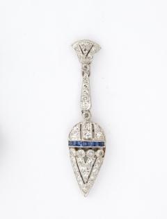 Art deco Diamond and Sapphire Drop Earrings - 3095196