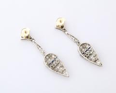 Art deco Diamond and Sapphire Drop Earrings - 3095199