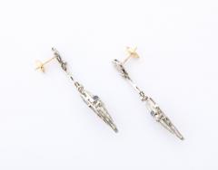 Art deco Diamond and Sapphire Drop Earrings - 3095201