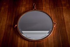Artdeco Solid Copper Mirror with original hanging cord France 1920s - 3448038