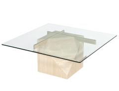 Artedi Vintage Mid Century Modern Italian Travertine Cocktail Table - 3797326