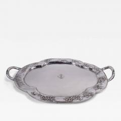 Arthur Bond Arthur Bond Japanese Meiji Art Nouveau Silver Bamboo Iris Tea Tray - 3781535