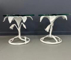 Arthur Court 1960s Pair of Arthur Court Style Metal Lily Side Table in Beautiful White - 4126573