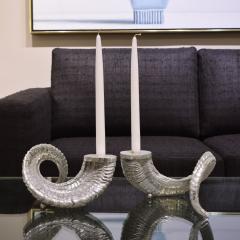 Arthur Court Arthur Court Pair of Aluminum Ram Horn Candlestick Holders 1970s - 2093337