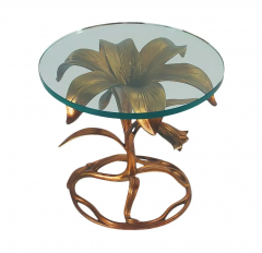 Arthur Court Mid Century Modern Lily Side Table by Arthur Court in Brass Colored Aluminum - 2606684