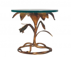 Arthur Court Mid Century Modern Lily Side Table by Arthur Court in Brass Colored Aluminum - 2606686