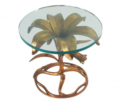 Arthur Court Mid Century Modern Lily Side Table by Arthur Court in Brass Colored Aluminum - 2606687