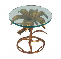 Arthur Court Mid Century Modern Lily Side Table by Arthur Court in Brass Colored Aluminum - 2606688