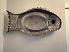 Arthur Court PAIR OF ARTHUR COURT ALUMINUM FISH TRAYS WITH GREEN ADVENTURINE CABOCHON EYE - 4403865