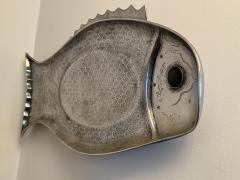 Arthur Court PAIR OF ARTHUR COURT ALUMINUM FISH TRAYS WITH GREEN ADVENTURINE CABOCHON EYE - 4403870