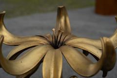 Arthur Court Uncommon Pair of Arthur Court Cast Aluminum Glass Floral Form Side Tables - 4292964