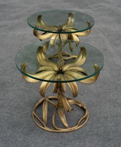 Arthur Court Uncommon Pair of Arthur Court Cast Aluminum Glass Floral Form Side Tables - 4292975