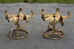 Arthur Court Uncommon Pair of Arthur Court Cast Aluminum Glass Floral Form Side Tables - 4292976