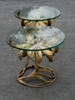 Arthur Court Uncommon Pair of Arthur Court Cast Aluminum Glass Floral Form Side Tables - 4292979